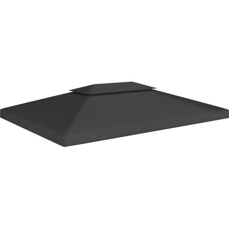 Pavillon-Dachplane mit Kaminabzug 310 g/m² 4x3 m Schwarz