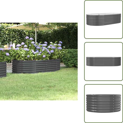 The Living Store Lit surélevé de jardin Acier enduit de poudre Anthracite - Jardinière Surélevée - Bac À Fleurs - Pot De Fleurs Extérieur - Décoration Jardin - Balcon