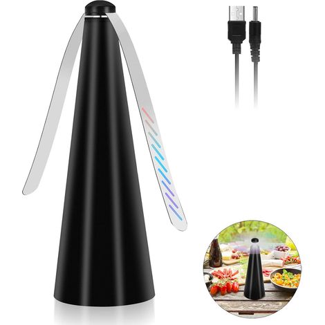 Ventilateur Anti-moustiques, 1pcs Répulsif à Pales pour Insecte, Repellent Moustique Fan pour éloigner Les Mouches et Les Insectes de la Nourriture, pour Maison Dîner, Pique-Nique et Barbecue (Noir) (1/4)
