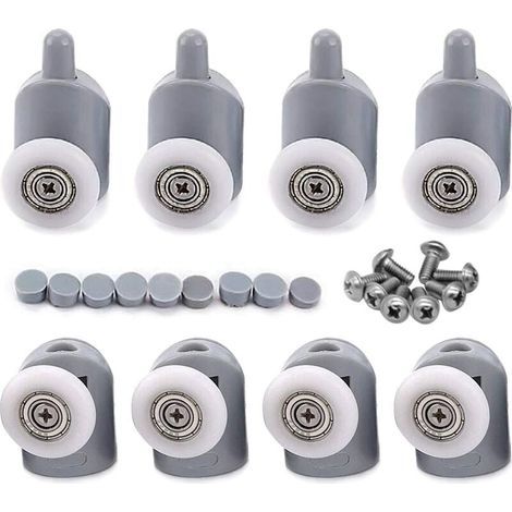 – Lot de 8 rouleaux de porte de douche 23mm – Acier inoxydable – Largeur 5mm – Pour verre 3 à 6mm d'épaisseur – Roulettes coulissantes (1/4)