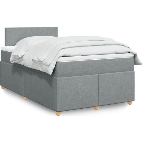 Boxspringbett mit Matratze Hellgrau 120x200 cm Stoff