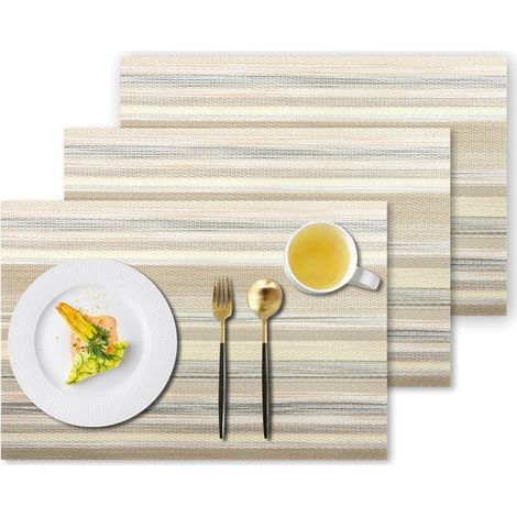 Mantel aislante térmico, 3 piezas, 4530cm, Manteles individuales cuadrados cuero, Manteles individuales resistentes aceite calor, Fácil limpiar (1/5)
