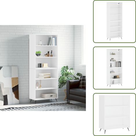 The Living Store Buffet blanc 69,5x32,5x180 cm bois d'ingénierie - Buffet Design Moderne - Meuble Rangement - Armoire Blanche - Meuble Salon - Mobilier Contemporain (1/5)