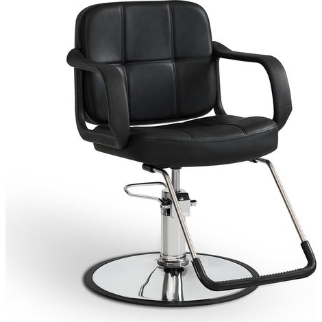BarberPub Friseurstuhl, Friseursessel, Friseureinrichtung mit Hydraulikpumpe 360° Drehbar, Bedienungsstuhl Höhenverstellbar, Barber Stuhl Friseurstühle Kunstleder, 2043 (Schwarz) (1/5)