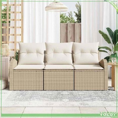 Ensemble de canapé de jardin - FAFEICY - Modulaire - Beige et blanc - Poly rotin - Résistant aux UV (1/5)