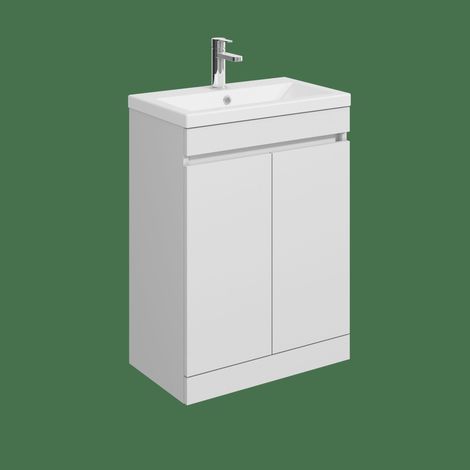 Balterley Tean 600mm Floor Standing 2 Door Compact Unit with Ceramic Basin - White