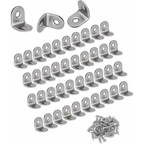 Equerres Metalliques,30PCS Equerre de Fixation Petits Equerre Angle Support Angle Droit en Acier Inoxydable Support d'Angle à 90 Degrés, 20 x 20 x 16mm,pour Bois,Meubles,Placard, (1/4)