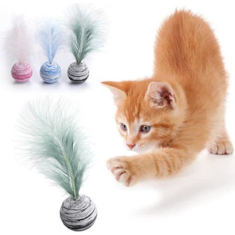 Jouet Chat Jouets pour Chats Interactif Accessoire Jeu Jeux Interieur Plume Balle Rebondissante Chaton Appartement Adulte Cadeau (1/4)