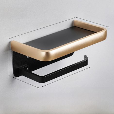 Schwarzer und goldener Toilettenpapierhalter aus Aluminium in Weltraumqualität für Badezimmer, Hotel, Toilette, Handyhalter, Papierhandtuchhalter, Ablage für dickes Toilettenpapier (doppellagig, schwa (1/5)
