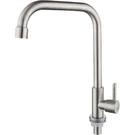 Robinet de lavabo en acier inoxydable – 27 cm – HB8405 – Eau froide uniquement – Design contemporain pour salle de bain (1/5)
