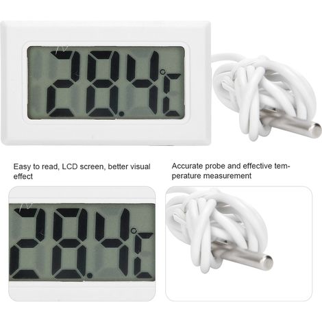 Termómetro digital portátil con mini sonda, pantalla LCD precisa, robusto, ideal para acuarios, cajas de puros, terrarios de reptiles, cajas de guitarras, apicultura y monitorización de acuarios. Mate (1/5)