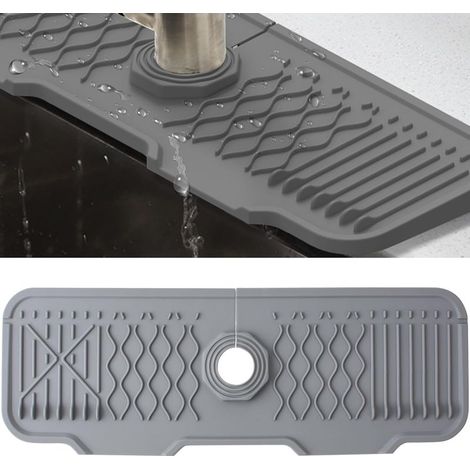 Tapis de Robinet Silicone, Protection Anti-Éclaboussures pour Robinet d'Évier, Plateau Anti-Gouttes pour Poignée Robinets, Tapis d'Évier pour Comptoir de Cuisine (1/5)
