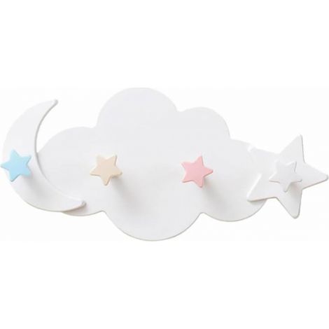 Patères Étoile et Lune, 4 crochets, adaptées aux porte-manteaux pour enfants, patères murales en plastique, sans perçage