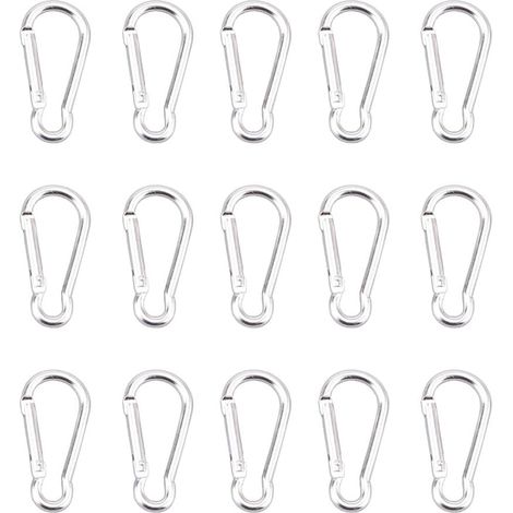 Lot de 15 Petit Mousqueton, Mousquetons en Aluminium Porte Clef Mousqueton pour Sac à Dos Laisse Chien Camping Randonnée Pêche Voyage,3,5 x 46 mm (1/5)