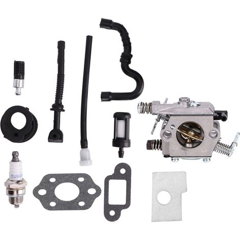 Componenti di ricambio per il carburatore della motosega Stihl MS170, realizzati in alluminio pressofuso con finitura anodizzata.