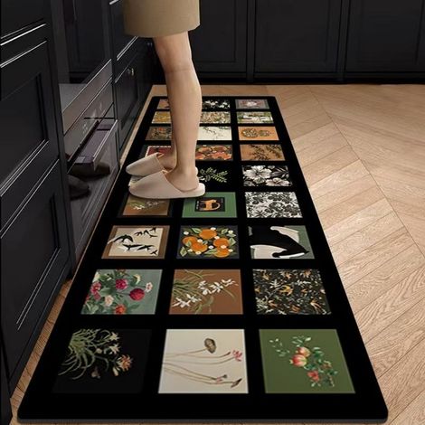Chemin violet 5020cm (boue de diatomées) Tapis de sol de cuisine en terre de diatomées, résistant à l'usure et facile à nettoyer, idéal pour un usage domestique, à larges bandes, absorbant et antidéra (1/5)