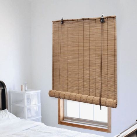 Einfach zu montierende Bambusrollos für Innenfenster, 150 x 160 cm, braun, Rollos für den Innen- und Außenbereich/Terrasse. (1/5)