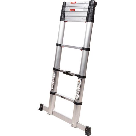 STIER Teleskopleiter Premium 3,2m 11 Sprossen, Stehleiter, Klappleiter, Ausziehleiter, hochwertiges Aluminium, 150kg Belastbarkeit, Mehrzweckleiter, Rutschfest Robust (1/5)