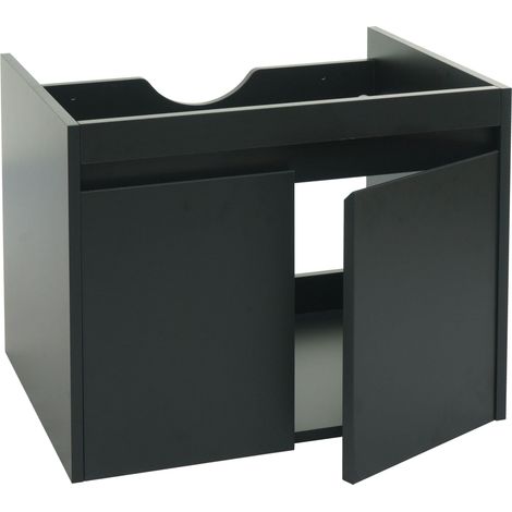 [NEUWERTIG] Waschbeckenunterschrank HHG-632, Badezimmer Waschtisch Unterschrank, MVG Melamin 2 Türen 48x59x46cm schwarz
