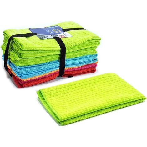TRADE SHOP - Set 10pz Panni Multiuso Microfibra 38x45cm Riutilizzabile Pulizia Casa Cucina Multicolore - (1/2)