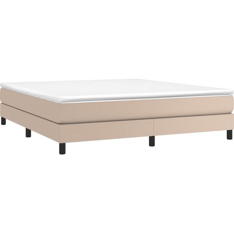 Vidaxl – Cadre de lit à lattes 180x200 cm similicuir cappuccino – Pieds robustes – Lattes en contreplaqué pour soutien optimal – Dimensions totales 203x180x25 cm (1/5)