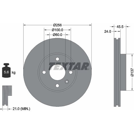 Lot de 2 Disques de frein Textar 92241400 CHEVROLET 13502001