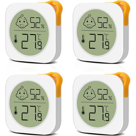 Set mit 4 Innenthermometern - Mini-Digital-LCD - Hygrometer - Für Wohnzimmer, Schlafzimmer, Büro, Kinderzimmer usw. (1/5)