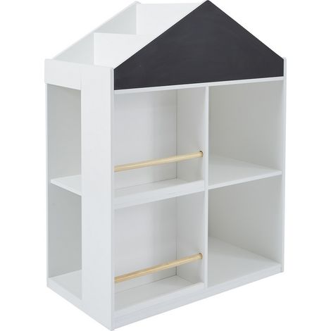 Kids Blackboard Bookcase and Storage Unit - L39.5 x W72.5 x H96 cm - White
