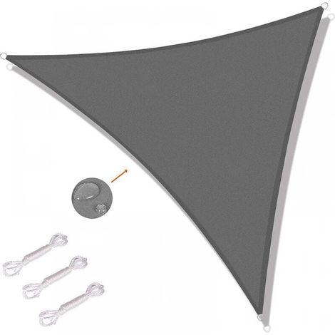 Voile d'ombrage triangulaire 6x6x6m Voile d'ombrage pour extérieur, terrasse, jardin Protection UV - Gris (1/5)