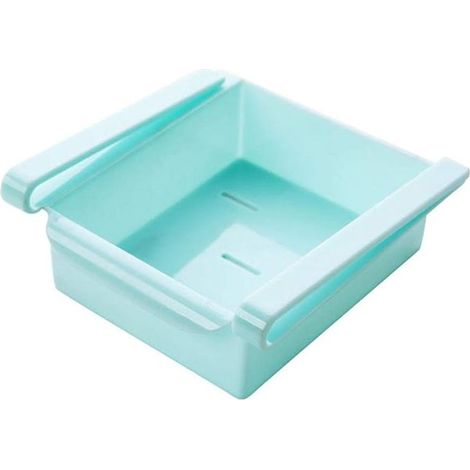 Organisateur de tiroir pour réfrigérateur, boîte de rangement alimentaire avec tiroir (bleu), rangement cuisine et frigo (1/4)