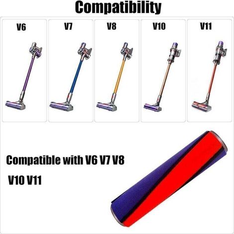 Replacement roller brush compatible with Dyson V6 V7 V8 V10 V11. Soft roller for hard floors.