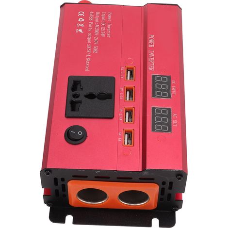 Convertisseur de puissance 420 W CC 12 V/24 V vers CA 220 V 50 Hz pour voiture, onde sinusoïdale modifiée, 4 ports USB et prise allume-cigare. (1/5)