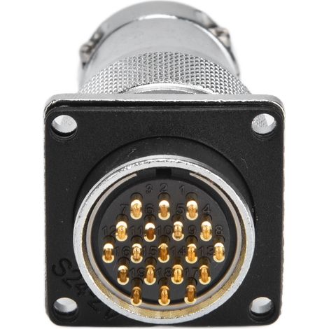 Prise mâle et socle femelle WS24 connecteur aéronautique alliage zinc stable anti-chaleur anticorrosion 19 broches 400V 5A kit 1 prise 1 socle 1 capot 4 vis 4 écrous (1/5)