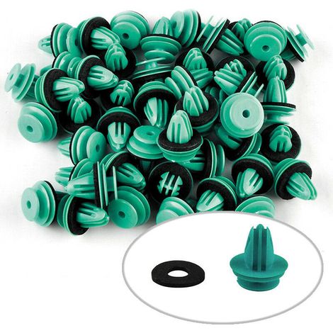 100 clips verts + 100 clips en coton insonorisant pour panneaux de porte, garnitures intérieures, jupe de coffre et compartiment moteur.