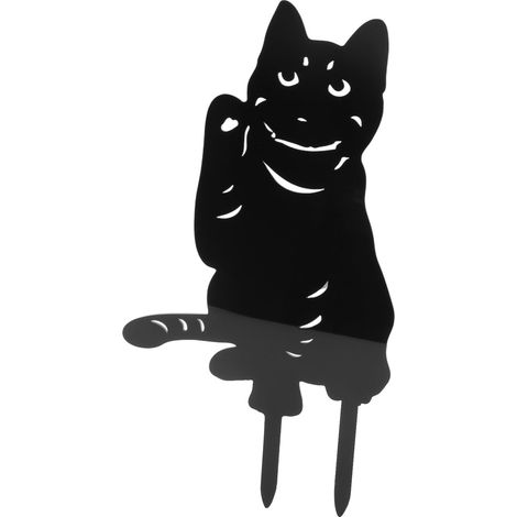 Plaque de Jardin Chat Noir - Décoration Extérieure en Acrylique, Silhouette de Chat pour Parterre (1/5)
