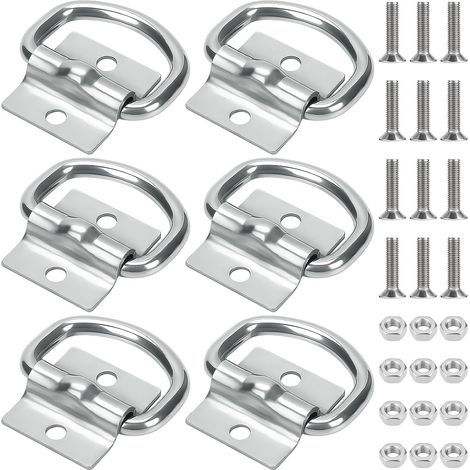 6-teiliges Zurrösen-Set, Edelstahl, 500 kg Tragfähigkeit, Schrauben inklusive, für Anhänger und LKWs (1/5)