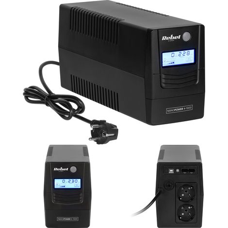 Onduleur UPS REBEL 1000 VA/600 W 230 V 50 Hz avec écran LCD, ports USB et RJ45 (1/5)