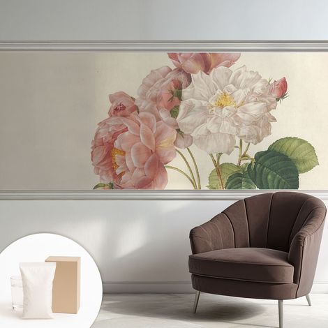 Papier peint intissé à motifs décoratifs pour salon chambre et bureau Décoration murale élégante avec colle Roses romantiques 250x104 cm (1/5)