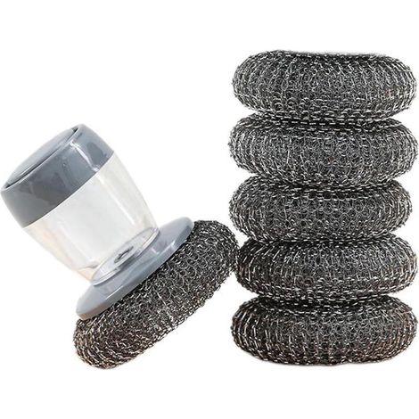 6 Brosse Vaisselle, Brosse Vaisselle avec Reservoir, Brosse de Nettoyage avec Support, Brosse de Cuisine pour la Vaisselle, Les casseroles et l'évier (Fils) (1/5)
