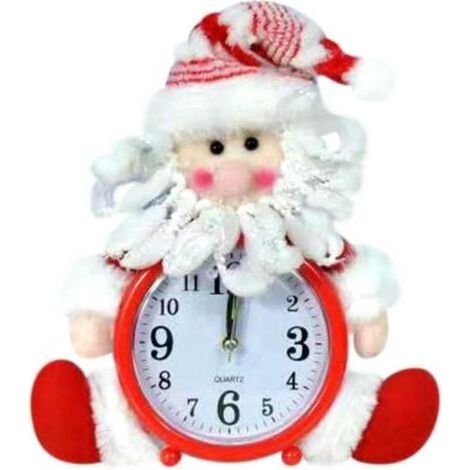 Petit réveil de Noël à piles Père Noël bonhomme de neige décoratif horloge de bureau pour étagère chambre cuisine comptoir cadeau pour vacances bas de Noël (1/5)