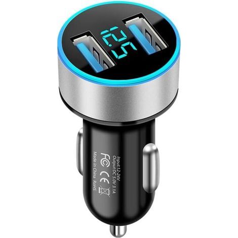 Accessoires de Voiture Double USB Affichage numérique Chargeur de Voiture Portable Allume-Cigare de Voiture avec Affichage LED Chargeur de Voiture