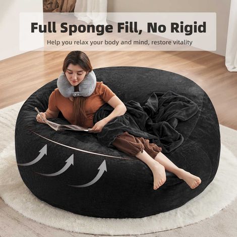 Sac de sol 6FT, fauteuil pouf moelleux pour adulte, canapé de lecture confortable, idéal pour chambre, balcon et espaces intérieurs. (1/5)