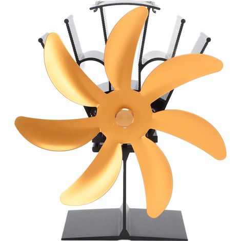 Ventilateur de cheminée, ventilateur thermique, poêle à pétrole, poêle à bois, ventilateur thermique auto-générateur, doré (1/5)