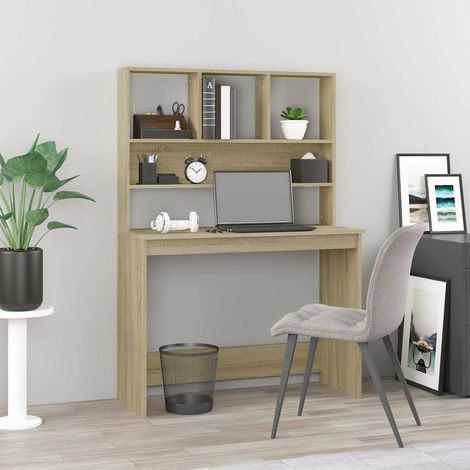 vidaXL Escritorio con estantes contrachapada roble Sonoma 102x45x148cm (1/5)