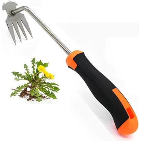 Arrache mauvaise herbes jardinage, outil de désherbage manuel, désherbage en acier inoxydable, désherbeur manuel, inoxydable extracteur de mauvaises herbes extérieur décoration pour jardin (1/5)