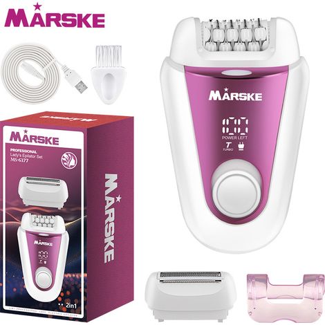 Épilateur pour jambes avec technologie micro-contact, épilateur électrique multifonction 2 en 1, violet/blanc