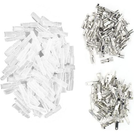 Cosses à Sertir Femelle Mâle 50 Pièces/chacune avec 100 Pièces Manchons Isolants 2.8mm Connecteurs Rapides en Argent (1/3)