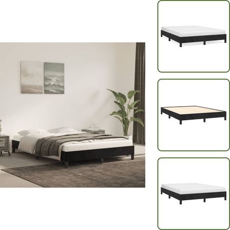Bettgestell ohne Matratze Schwarz 140x200 cm Samt - Samtbettwäsche - Doppelbett - Boxspringbett - Lattenrost - Schlafzimmer Dekoration (1/5)