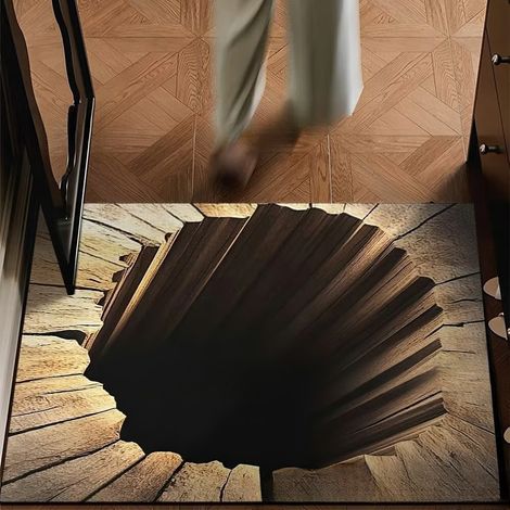 Tapis d'entrée Illusion Abîme Infini 60x90cm - Tapis Illusion - Crack 4