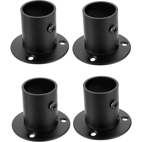 4 supporti per asta per tende da armadio in acciaio inox (neri) (1/5)